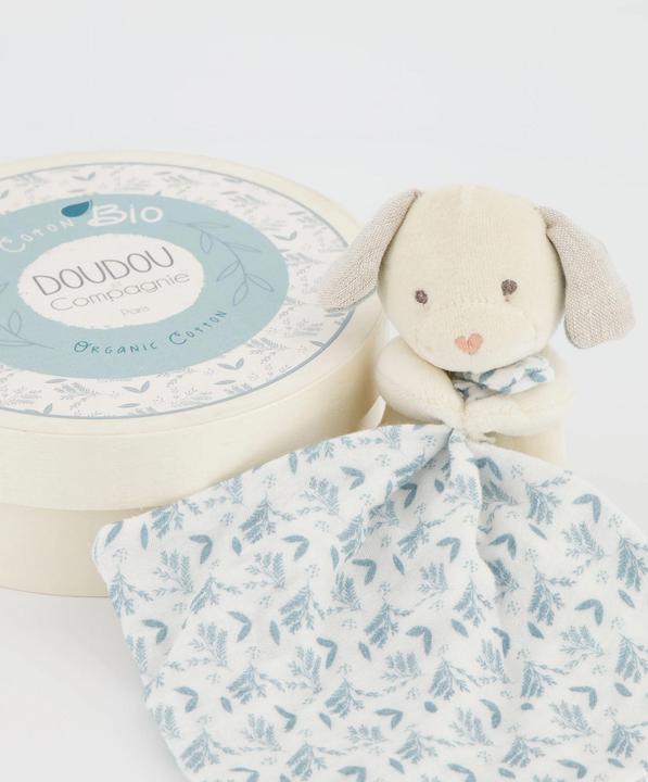 Actual product image Doudou et Compagnie Organic dog with cuddle cloth,blue 15cm