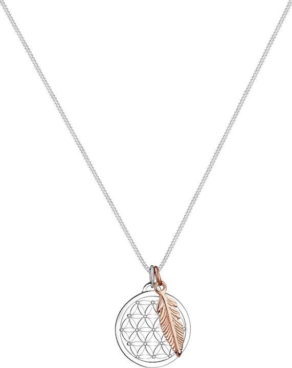Produktbild Elli mit Lebensblume Feder Anhänger Bi-Color Silber (Sterling Silber, 45 cm)