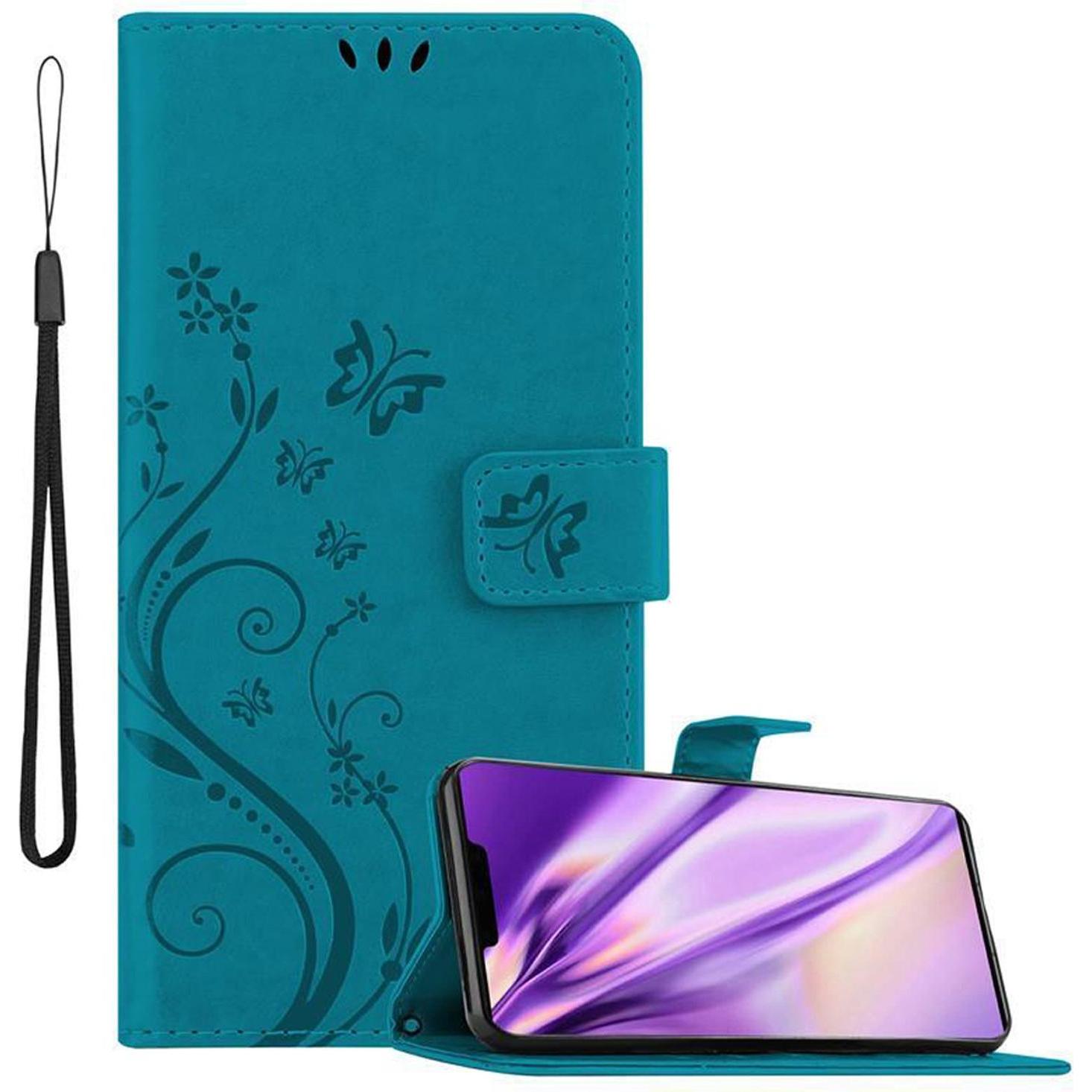 Cadorabo Flower Book Cover (Huawei Mate 30 Pro), Smartphone Hülle, Blau