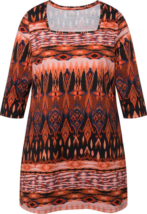 Actual product image Ulla Popken Ethnic Print Square Neck Knit Tunic (50, 52)