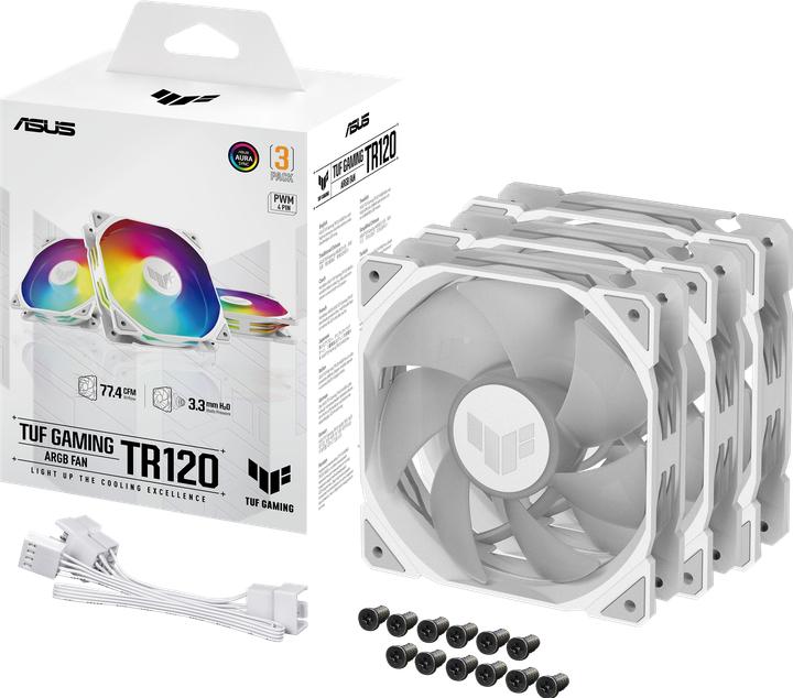 Image du produit ASUS Ventilateur TUF GAMING TR120 FAN ARGB WHT 3IN1 (120 mm, 3x)