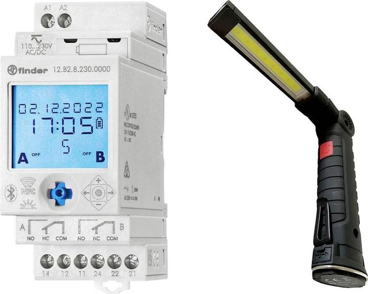 Finder Promotional package time switch 12.B2.8.23 with LED spotlight