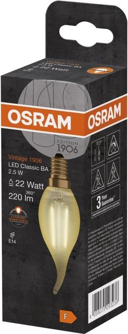 Produktbild Osram Vintage 1906 (E14, 2.50 W, 220 lm, 1 x, F)