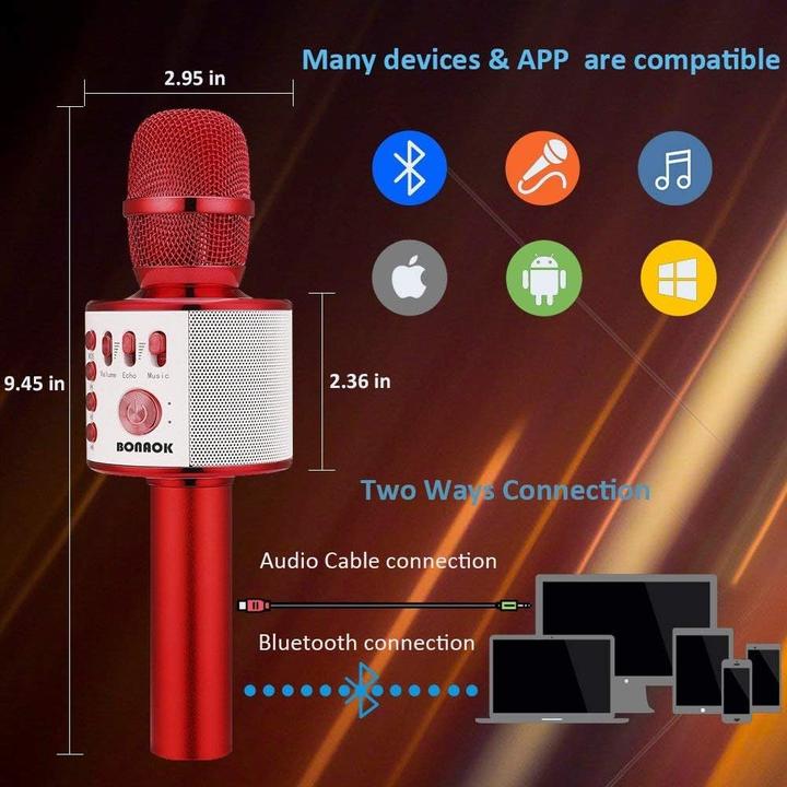 Actual product image Bonaok Kabelloses Karaoke-Mikrofon mit Bluetooth-Funktion
