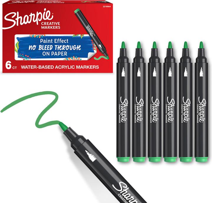 Actual product image Sharpie - Creative Marker Acrylic Paint Pens - Bullet Tip Water-Based Paint Markers - Emerald Gr... (6x)