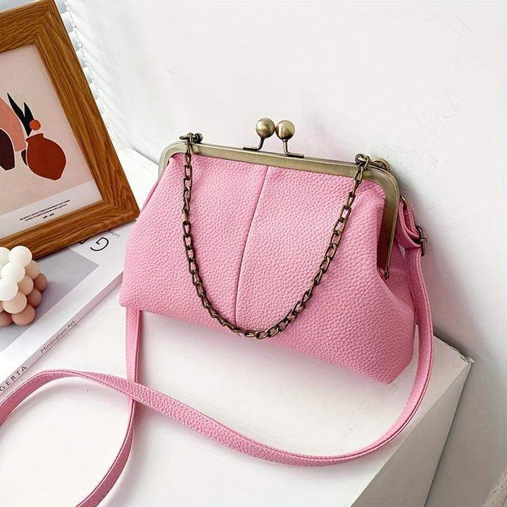 Immagine prodotto Only-Bags.Store Moda Catena Decor Borsa a tracolla Vintage Colore Solido Clip Borsetta