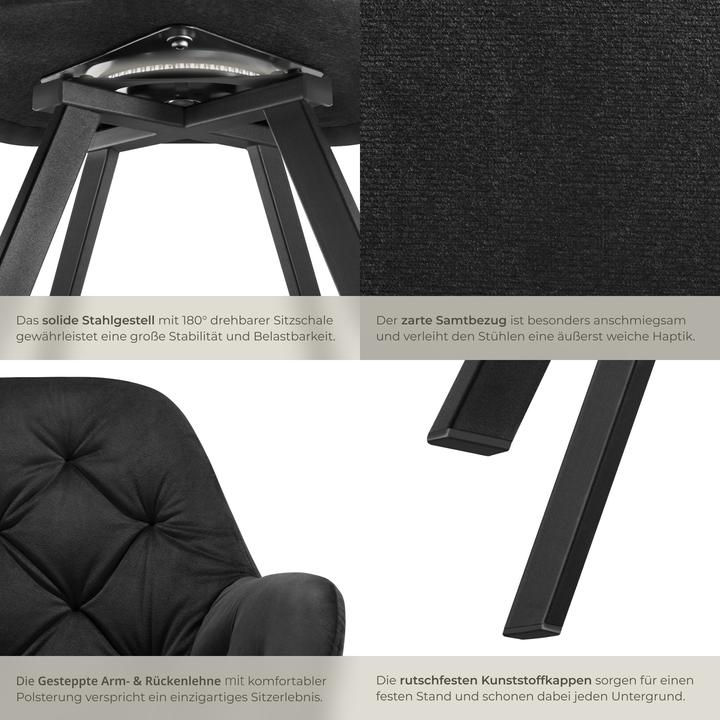 Actual product image tectake Rotatable velvet armchair Lucia, upholstered