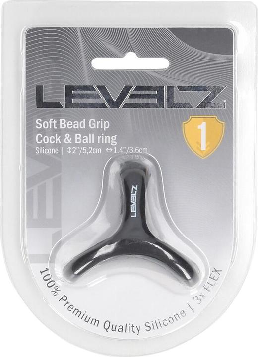 Actual product image Shots Soft Bead Grip Silicone Cock and Ball Ring - Black (4.50 cm)