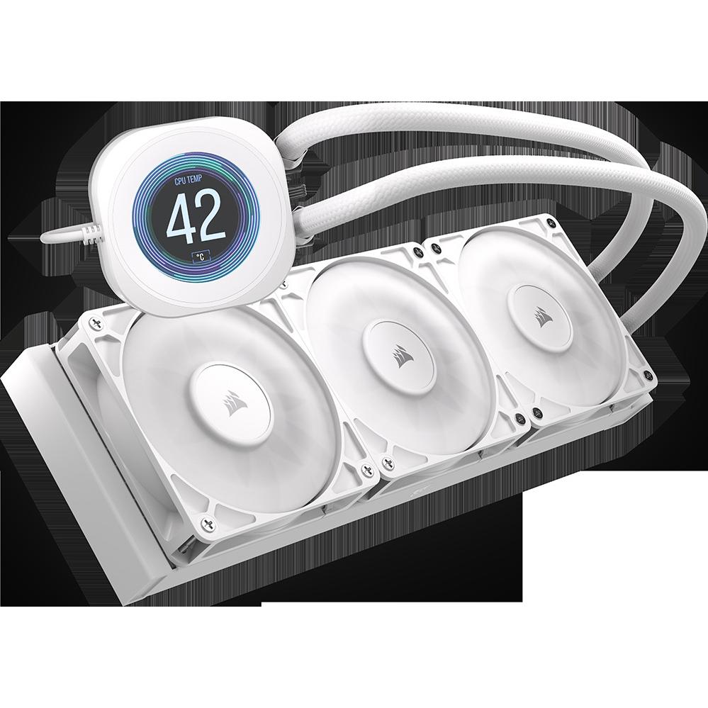 CORSAIR NAUTILUS 360 RS ARGB CPU-Vloeistofkoeler – 360mm AIO – Geluidsarme – Directe Moederbordaansluiting – Intel LGA 1851/1700, AMD AM5/AM4 – Inclusief 3x RS120 ARGB-Fans – Wit (Refurbished