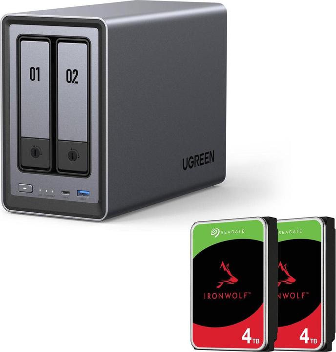 Ugreen NASync DXP2800 NAS System 2-Bay + SEAGATE Festplatte 8 TB (2 x 4 TB) (2 x 4 To)