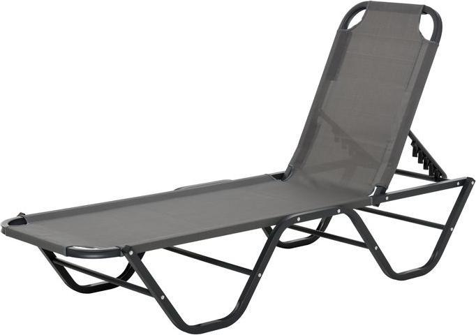 Actual product image Swisshandel24 Sun lounger Beach lounger 5-stage aluminium garden lounger Relax lounger Texteline Grey+Black 163 x (163 cm)