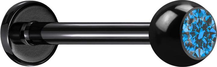 Image du produit Star Piercing Micro Labret noir avec boule et cristal bleu clair (sans laiton, Titane)