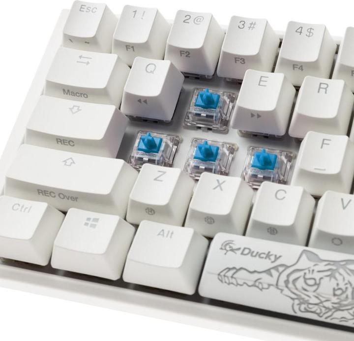 Actual product image Ducky One 3 Classic Pure White Mini Gaming Keyboard, RGB LED - MX-Blue (US) (US, Cable)