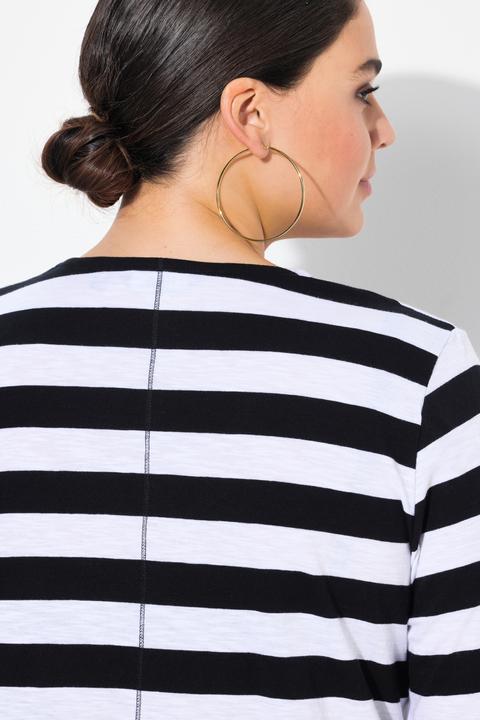 Produktbild Ulla Popken Shirt, Ringel, verzierte Peperoni, Classic, V-Ausschnitt, 3/4-Arm (46, 48)