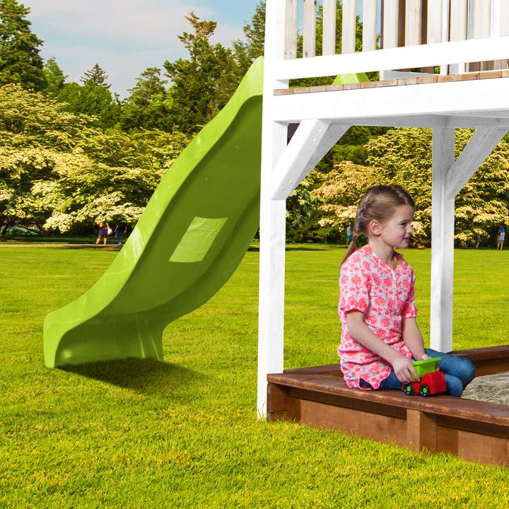 Produktbild Axi Liam Spielhaus mit Summer Nestschaukel Braun/Weiss - Lindgrüne Rutsche