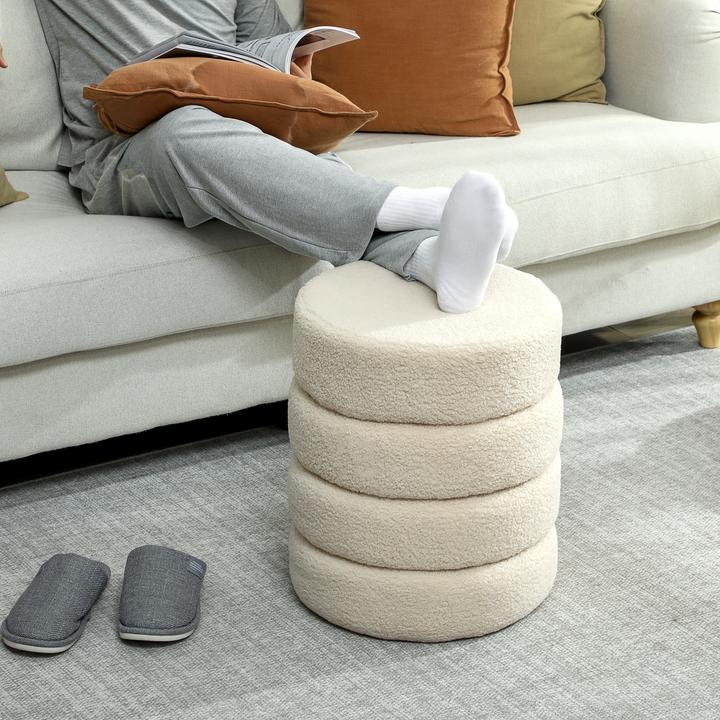 Produktbild Homcom Fusshocker Polyester, Schaumstoff Beige