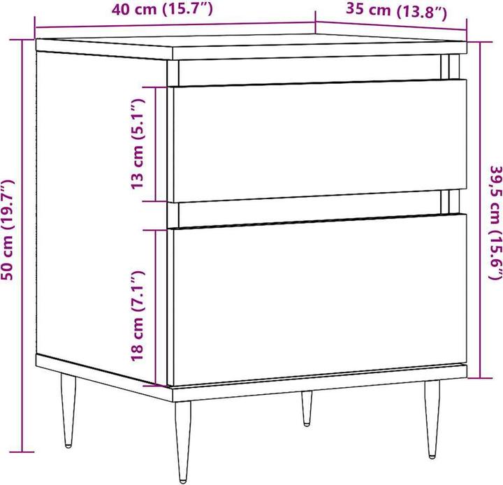 Immagine prodotto vidaXL Nachttisch (40 x 35 x 50 cm)