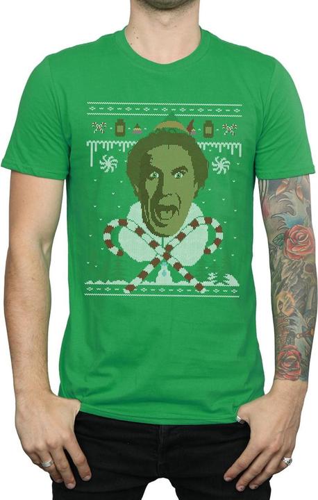 Actual product image Elf Mens Christmas Fair Isle T-Shirt (L)