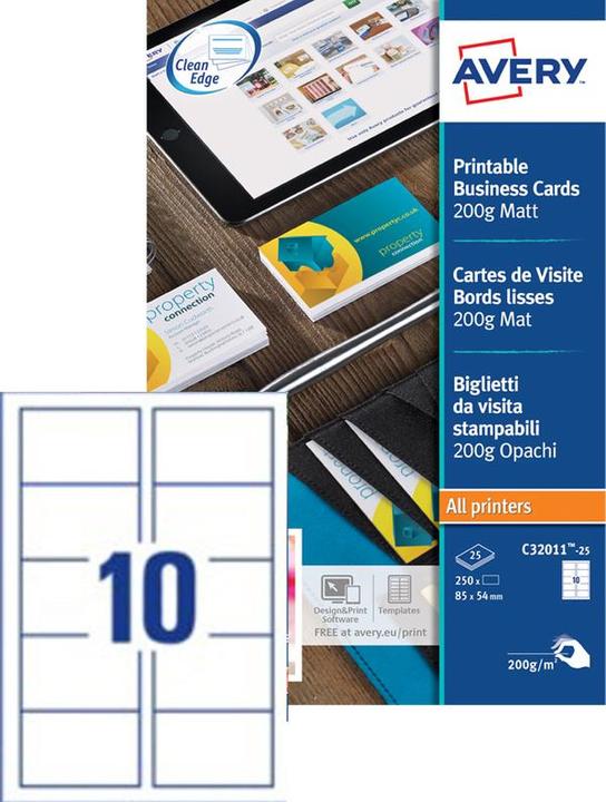 Produktbild Avery Superior Visitenkarten (A4, 200 g/m²)