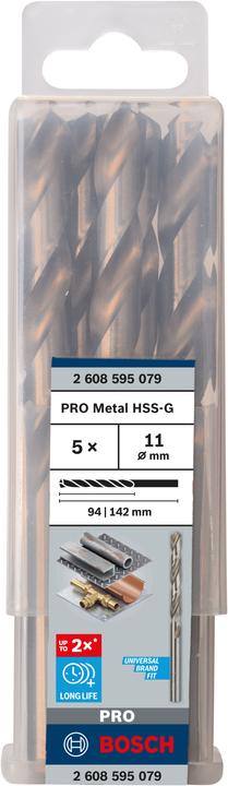 Image du produit Bosch Professional Zubehör Foret hélicoïdal PRO Metal HSS-G, 11 x 94 x 142 mm (11 mm)