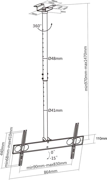 Produktbild Manhattan Deckenhalter (Decke, 70", 50 kg)