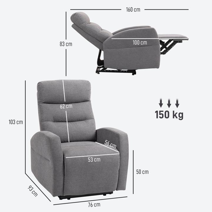 Image du produit Homcom Relaxsessel mit Liegefunktion Polyester Dunkelgrau