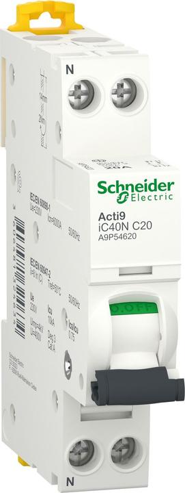 Produktbild Schneider Electric Acti9 iC40N-Leitungsschutzschalter-1P+N- A9P54620