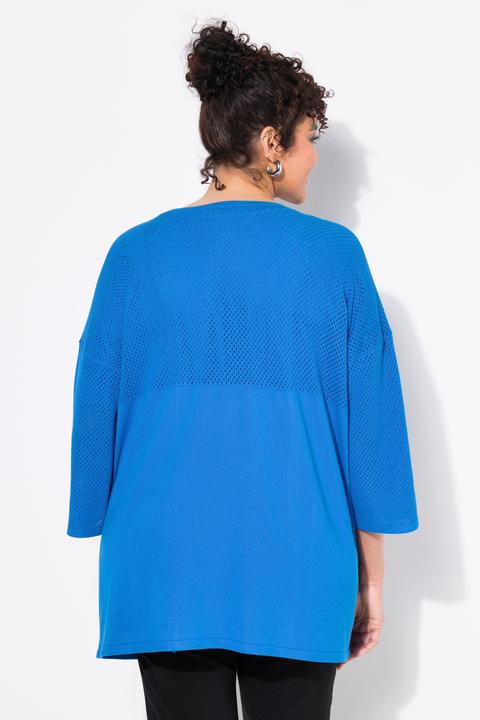 Produktbild Ulla Popken Jersey-Jacke, Mesh, Oversized, V-Ausschnitt, 3/4-Arm (62)