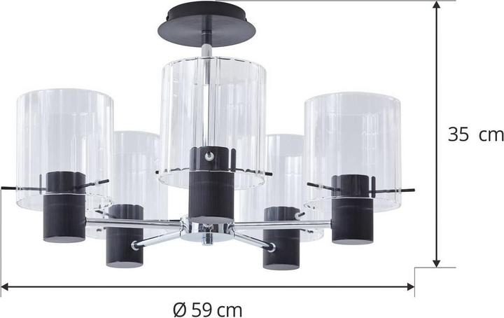 Produktbild Lucande Eirian 5 Deckenleuchte Clear/Black (E27)