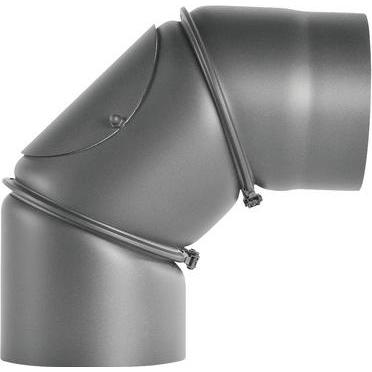 Bertrams, Zubehör Kerzen + Kamin, Kaminrohrbogen 90° verstellbar mit Tür Ø150mm grau