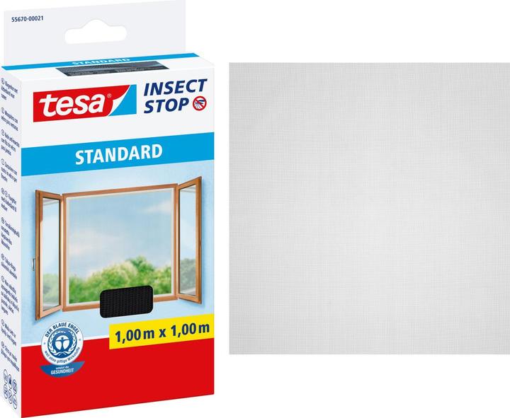 Produktbild tesa Insektenschutz STANDARD für Fenster, mit Klettband, ohne Bohren (100 x 100 cm)