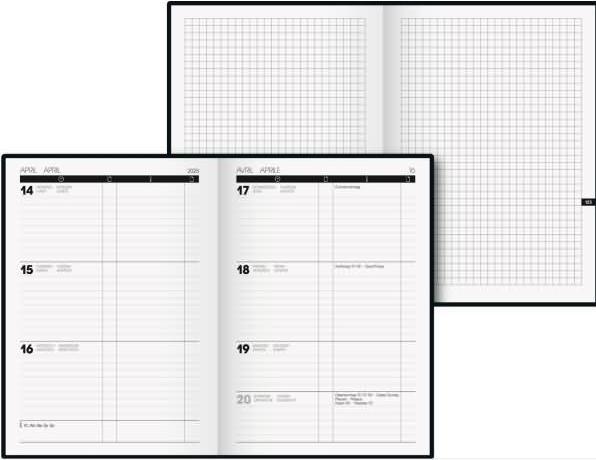 Produktbild Buchkalender TimeCenter Modell 725 (2025) (14.8 x 21 cm, 1 Woche / 2 Seiten)