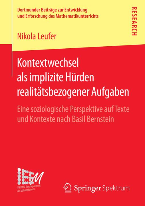 Produktbild Kontextwechsel als implizite Hürden realitätsbezogener Aufgaben (Deutsch, Nikola Leufer, 2016)