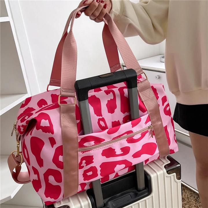 Actual product image Only-Bags.Store Fashionable Travel Bags Leopard Big Nylon Tote Fitness Gym Weekend Handbags Wet and Dry Separation