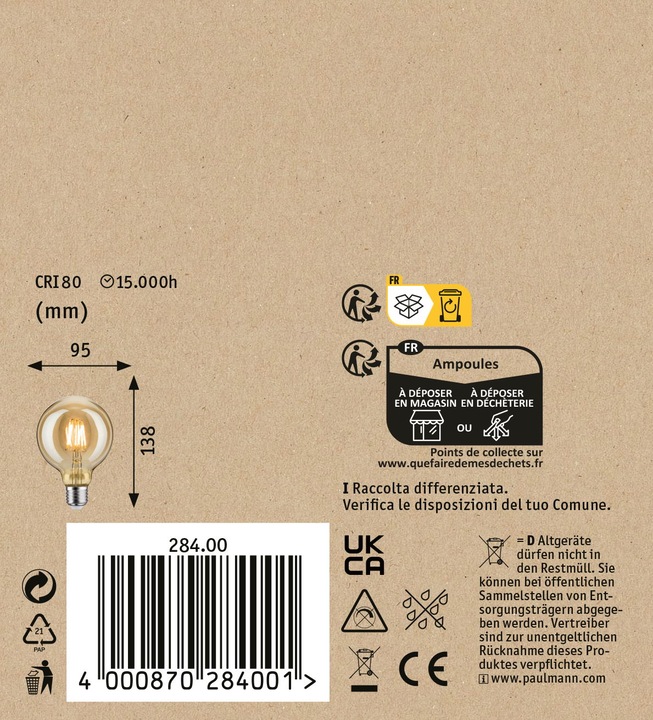 Produktbild Paulmann Globe Vintage (E27, 6.50 W, 400 lm, 1 x, A)