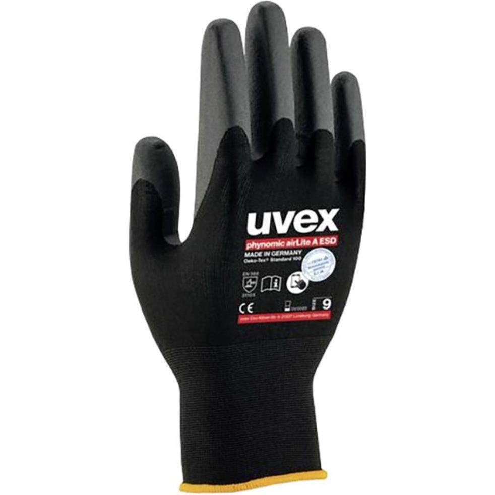 Uvex Safety, Schutzhandschuhe, Mechanikerhandschuh Phynomic AirLite A ESD, Schwarz (6)