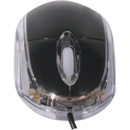 Thumbnail - Exertis Connect Optische Mini USB Maus mit schwarzer Leuchtfarbe (Kabelgebunden), Maus, Schwarz, Transparent