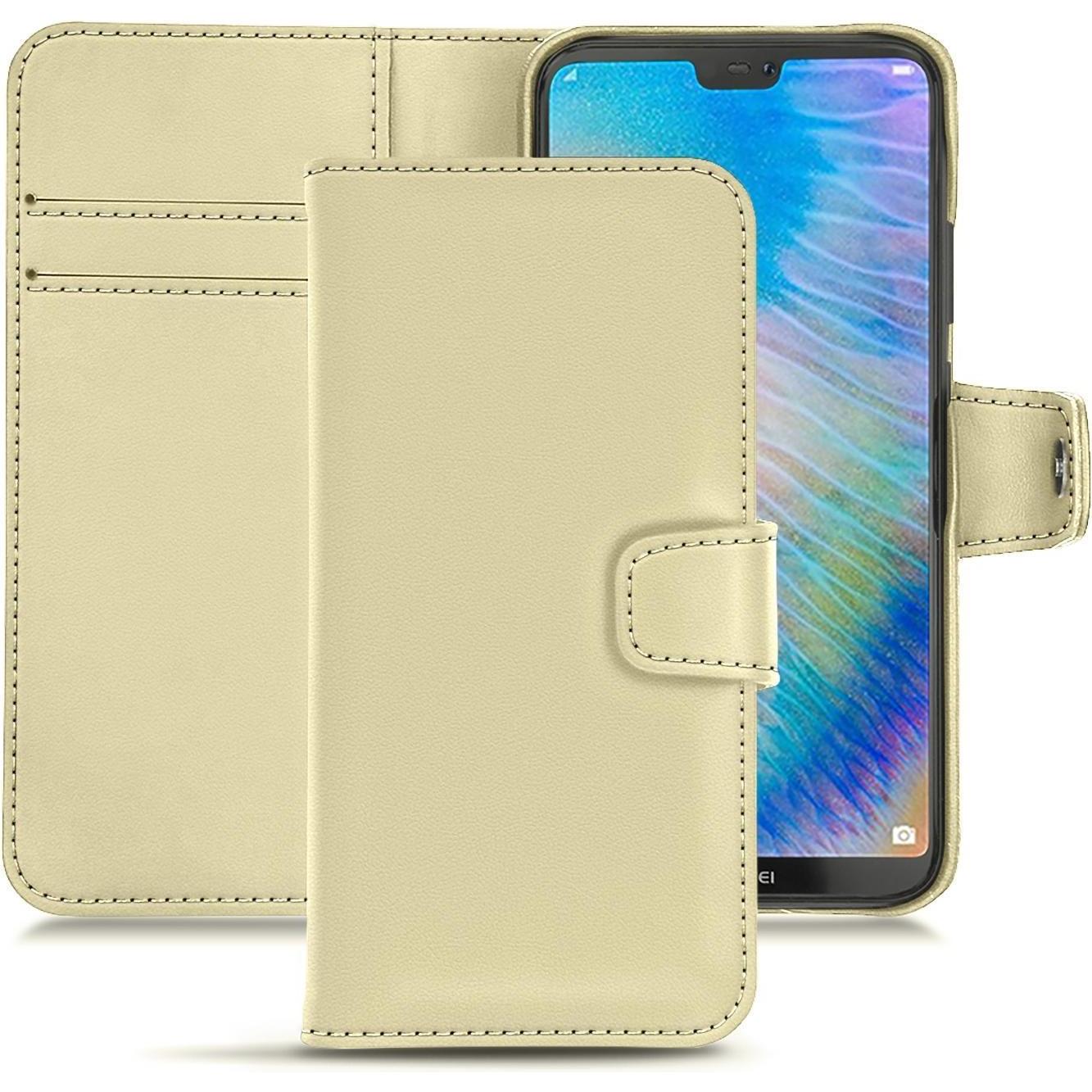 Noreve Lederschutzhülle Wallet (Huawei P20 Lite), Smartphone Hülle, Beige