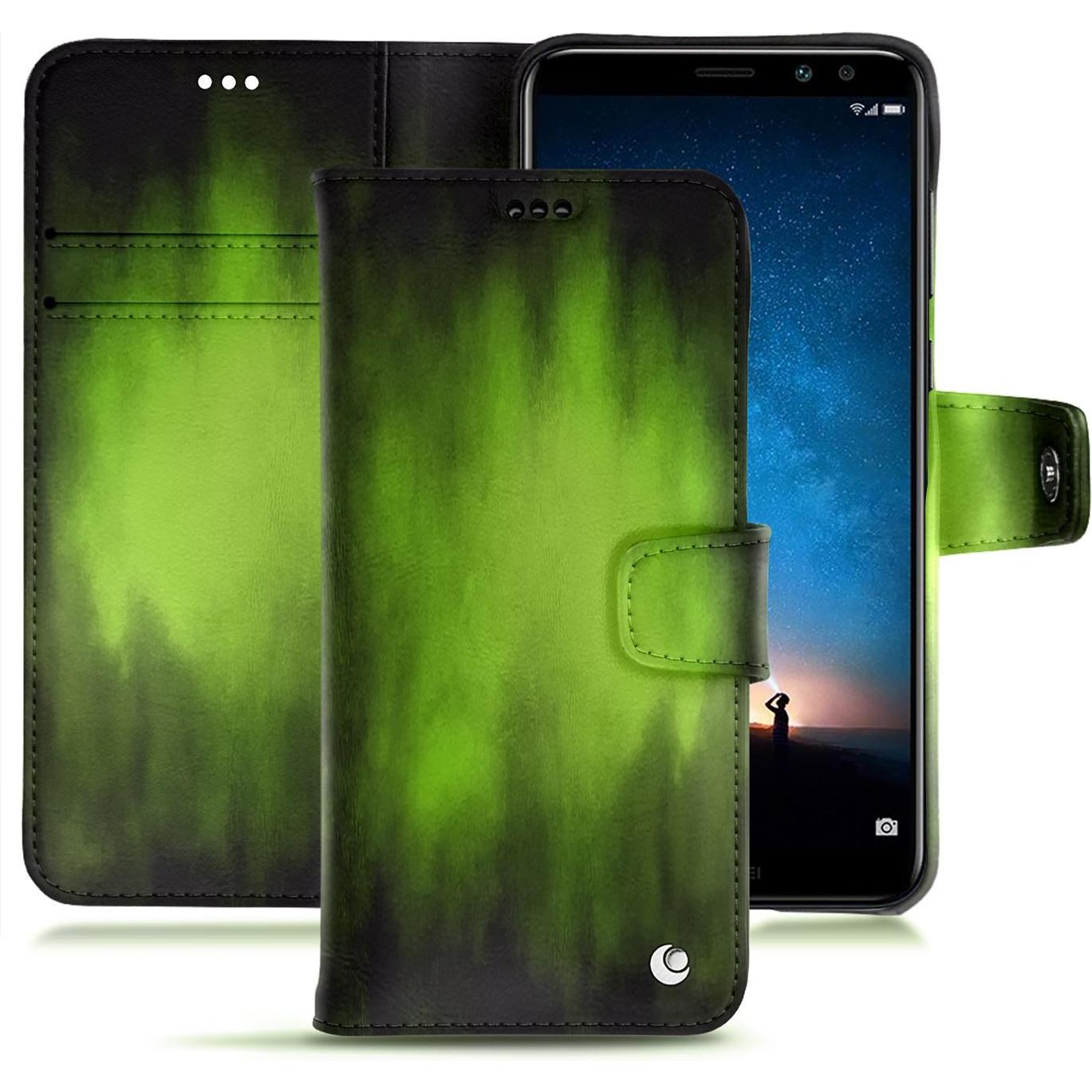 Noreve Lederschutzhülle Wallet (Huawei Mate 10 Lite), Smartphone Hülle, Grün