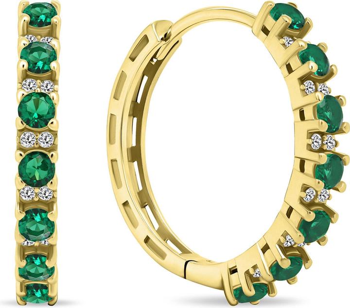 Produktbild Brilio Silver - Sparkling gold-plated hoop earrings with zircons EA472YG