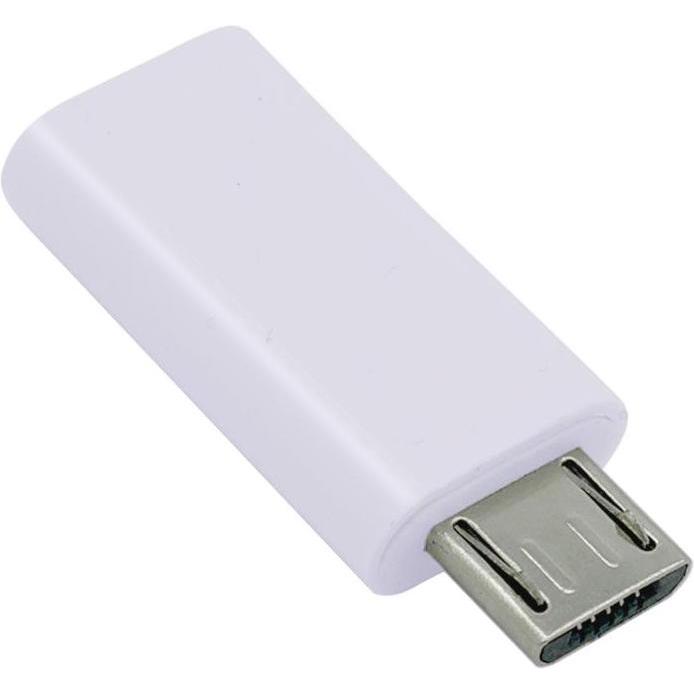 Berrybase Adattatore presa USB Tipo C - spina micro USB, bianco, Cavo + Spina elettrica, Bianco