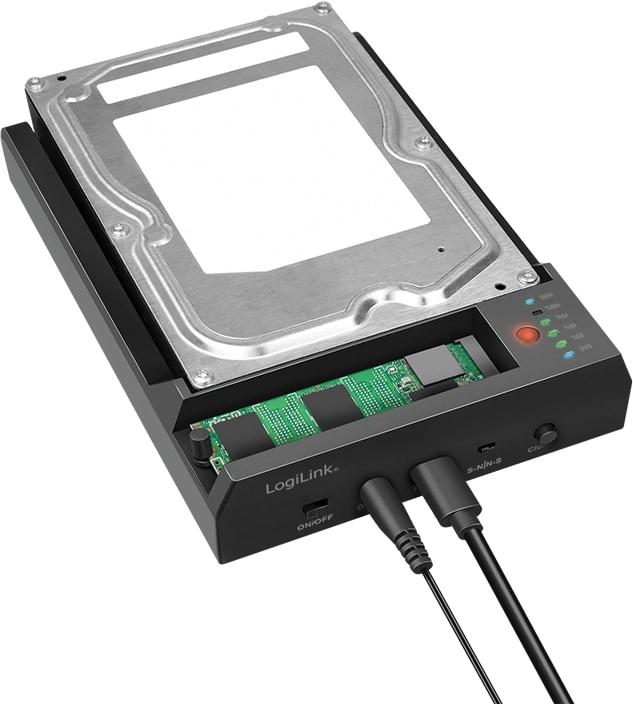 Image du produit LogiLink Quickport USB 3.2 Gen 2, 2 ports, pour SATA HDD/SSD et M.2 NVMe SSD (USB-C, 2 Ports)