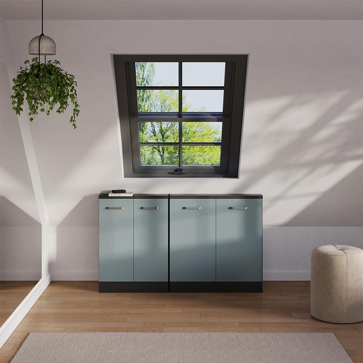 Produktbild Vichy Dachschrägenschrank Rion, Blau-Grau/Anthrazit/Anthrazit, mit 2 Türen (46 x 46 x 81.60 cm)