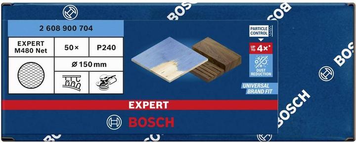 Immagine prodotto Bosch Professional Zubehör Expert M480 Rete di levigatura per levigatrice rotorbitale, 150 mm, G 240, 50 pezzi (240)