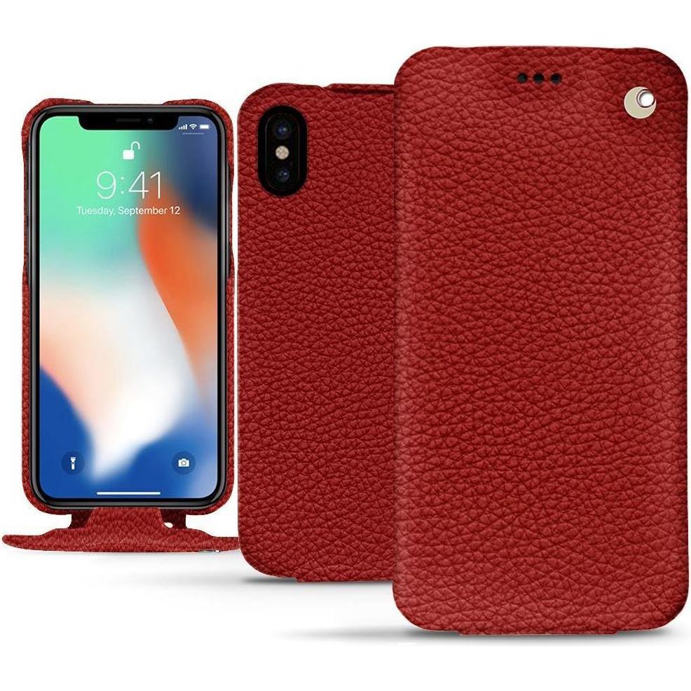 Noreve Lederschutzhülle vertikal (Apple iPhone XS Max), Smartphone Hülle, Rot
