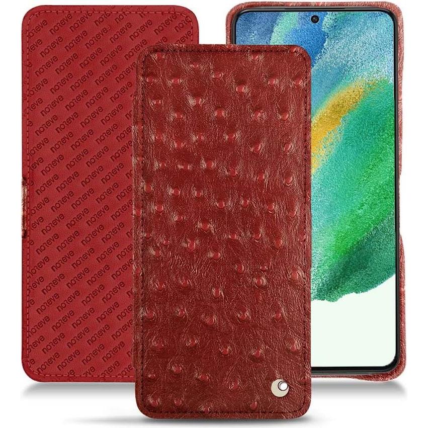 Noreve Lederschutzhülle Samsung Galaxy S21 FE (Samsung Galaxy S21 FE), Smartphone Hülle, Rot