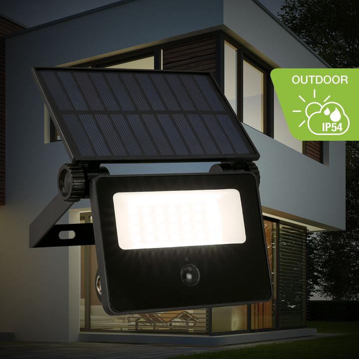 Actual product image Telefunken Outdoor wall light / Solar /PIR, black, IP54 (1000 lm, IP54)