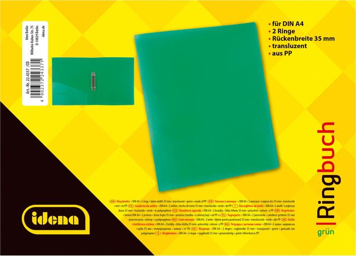 Actual product image Idena Ring binder A4 PP green 35mm 2 rings (A4, 35 mm, 1 Piece)