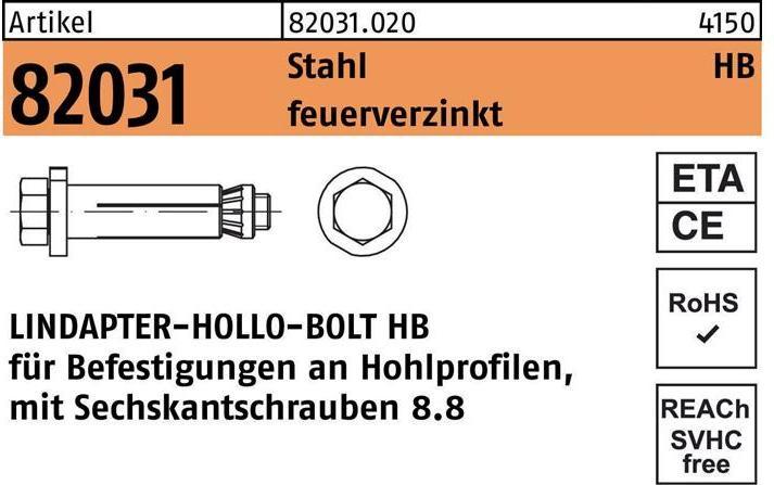 Image du produit Lindapter Cheville pour corps creux R 82031 m.6-kantschraube xmm (1 pcs)