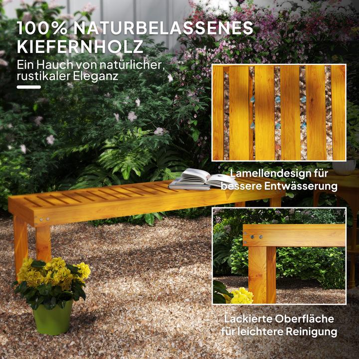 Produktbild Outsunny Gartenbank Kiefernholz Teak